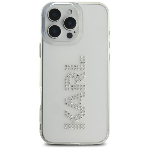 Etui Karl Lagerfeld IML Rhinestones Logo do iPhone 16 Pro przezroczysty