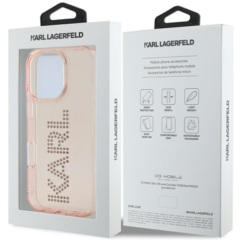 Etui Karl Lagerfeld IML Rhinestones Logo do iPhone 16 Pro różowy