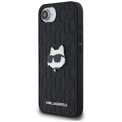 Etui Karl Lagerfeld Monogram Choupette Head Pin do iPhone 16e czarny