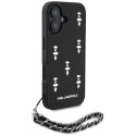 Etui Karl Lagerfeld Saffiano Crystals w/Chain do iPhone 16 czarny