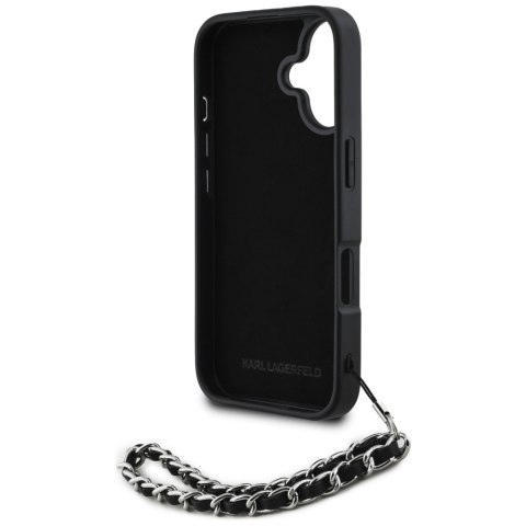 Etui Karl Lagerfeld Saffiano Crystals w/Chain do iPhone 16 czarny