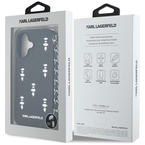 Etui Karl Lagerfeld Saffiano Crystals w/Chain do iPhone 16 czarny