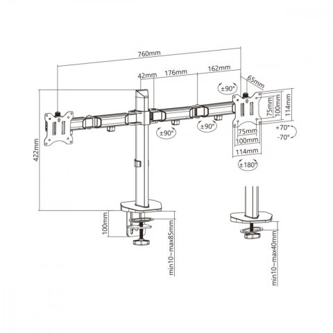 Uchwyt przegubowy na dwa monitory deluxe Ergo Office ER-449