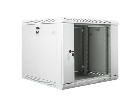 Szafa instalacyjna wisząca 19 cali 9U 600X600mm szara (drzwi szklane)