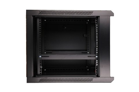 Szafka wiszÄca rack 9U 600x600 czarna szklane drzwi
