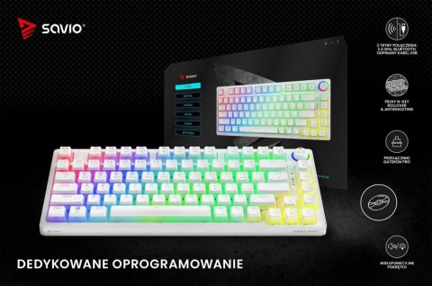 Klawiatura mechaniczna bezprzewodowa PHENIX WHITE Gateron Yellow, Pudding