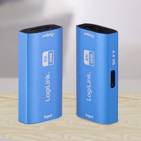 Repeater HDMI, 8K/60HZ, HDCP2.3, Alu, niebieski