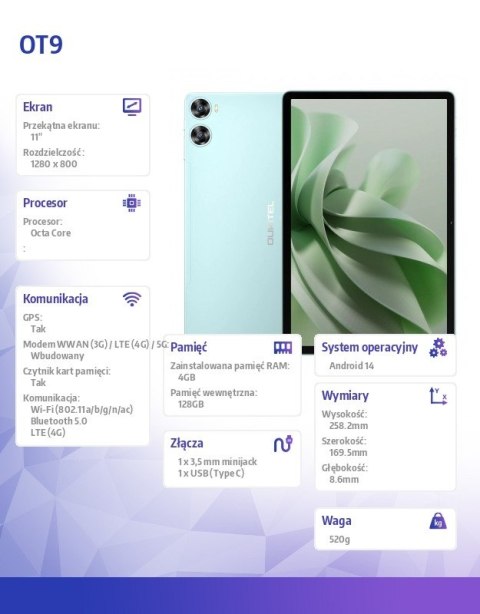 Tablet OT9 11 4/128GB Zielony