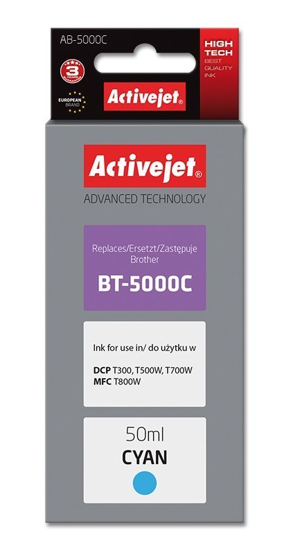 Activejet AB-5000C Tusz Buteleczka z atramentem (zamiennik Brother BT-5000C; Supreme; 50 ml; 5000 str., niebieski)