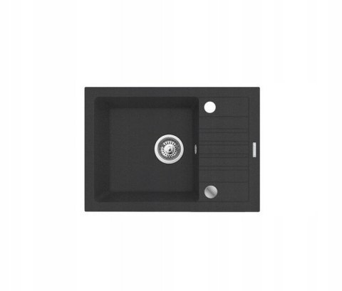 Czarny zestaw zlewozmywak z baterią giętką - zlew MAIDSINKS BALI (62x44) 1B1D czarny + bateria Flessi Black Edition czarna