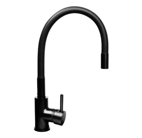 Czarny zestaw zlewozmywak z baterią giętką - zlew MAIDSINKS BALI (62x44) 1B1D czarny + bateria Flessi Black Edition czarna