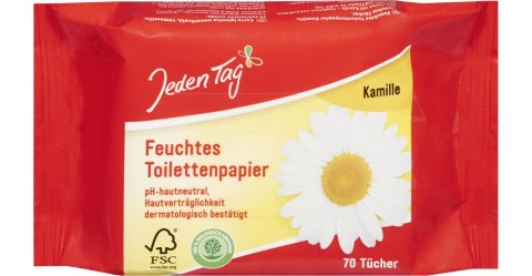 Jeden Tag Nawilżony Papier Toaletowy Rumiankowy 70 szt.