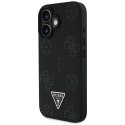 Etui Guess Grained Hot Stamp Peony Triangle Logo MagSafe do iPhone 16 czarny