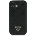 Etui Guess Grained Hot Stamp Peony Triangle Logo MagSafe do iPhone 16 czarny