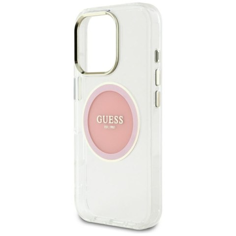 Etui Guess IML Metal Colored Circle Classic Logo MagSafe do iPhone 16 Pro Max różowy