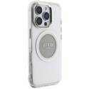 Etui Guess IML Metal Colored Circle Classic Logo MagSafe do iPhone 16 Pro szary