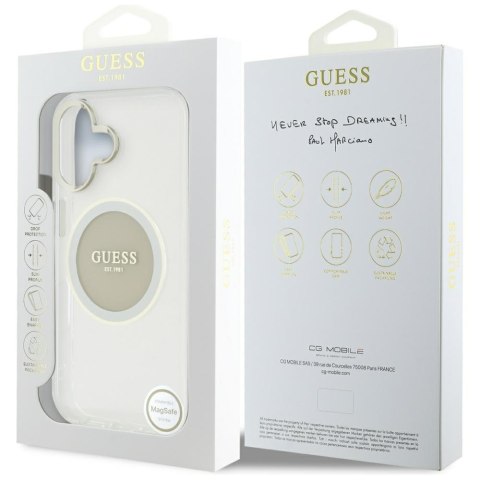 Etui Guess IML Metal Colored Circle Classic Logo MagSafe do iPhone 16 szary
