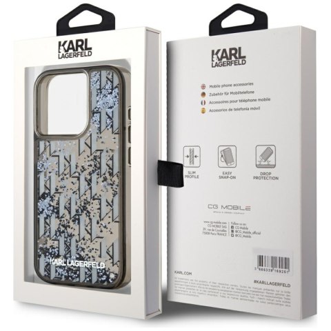 Etui Karl Lagerfeld Liquide Glitter Monogram Gradient do iPhone 15 Pro czarny