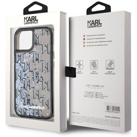 Etui Karl Lagerfeld Liquide Glitter Monogram Gradient do iPhone 15 czarny