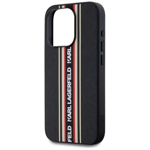 Etui Karl Lagerfeld Saffiano Athleisure Stripes Cord do iPhone 15 Pro Max czarno-czerwony