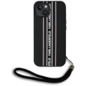 Etui Karl Lagerfeld Saffiano Athleisure Stripes Cord do iPhone 15 czarno-różowy