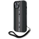 Etui Karl Lagerfeld Saffiano Athleisure Stripes Cord do iPhone 15 czarno-różowy