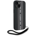 Etui Karl Lagerfeld Saffiano Athleisure Stripes Cord do iPhone 15 czarno-różowy