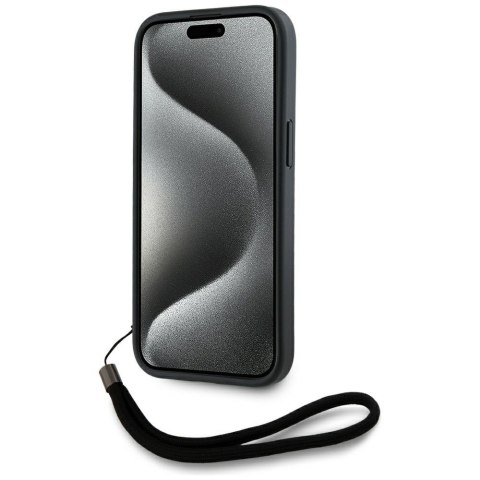 Etui Karl Lagerfeld Saffiano Athleisure Stripes Cord do iPhone 15 czarno-różowy