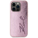 Etui Karl Lagerfeld Wrinkled Metal Signature do iPhone 15 Pro Max różowy