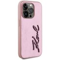 Etui Karl Lagerfeld Wrinkled Metal Signature do iPhone 15 Pro Max różowy