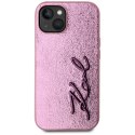 Etui Karl Lagerfeld Wrinkled Metal Signature do iPhone 15 różowy