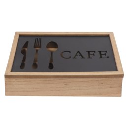 Organizer na Sztućce DKD Home Decor Brązowy Czarny Metal Drewno MDF Vintage 25 x 18 x 6 cm