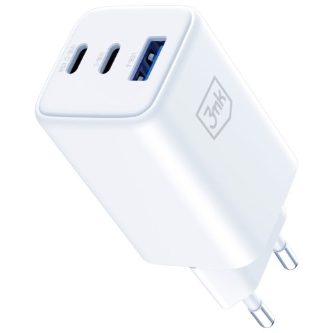 Ładowarka sieciowa 3MK Hyper GaN Charger 65W 1xUSB-A 2xUSB-C PD QC4+ biały