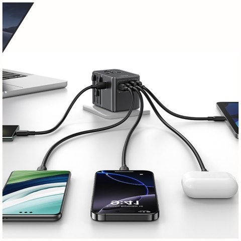 Ładowarka sieciowa USAMS Travel Adapter CC310 3xUSB-C 70W 4w1 US/AU/EU/UK czarny