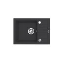 Czarny zestaw zlewozmywak z baterią giętką - zlew MAIDSINKS BALI (62x44) 1B1D czarny + bateria Flessi Black Edition czarna