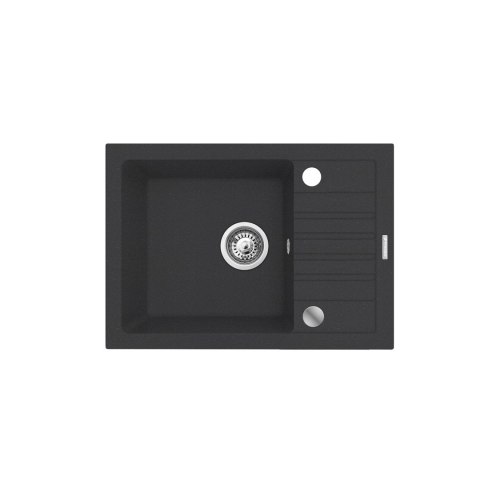 Czarny zestaw zlewozmywak z baterią giętką - zlew MAIDSINKS BALI (62x44) 1B1D czarny + bateria Flessi Black Edition czarna
