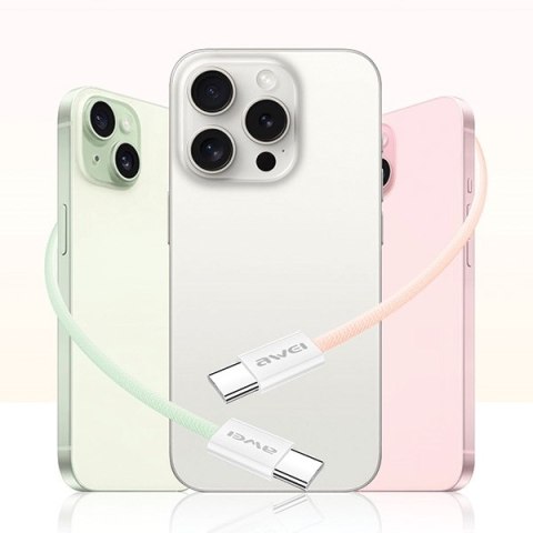 AWEI kabel CL-219T USB-C na USB-C60W czarny/black iPhone 15