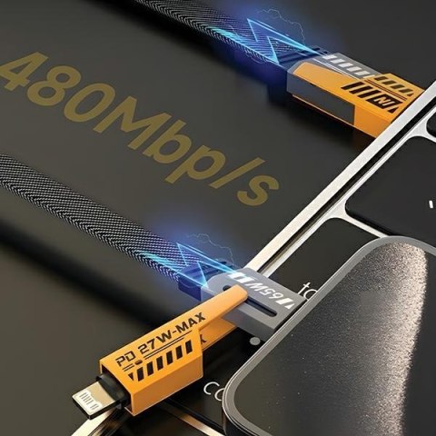 AWEI kabel CL-226 4w1 usb-c/lightning/USB-A czarny/black 65W/27W