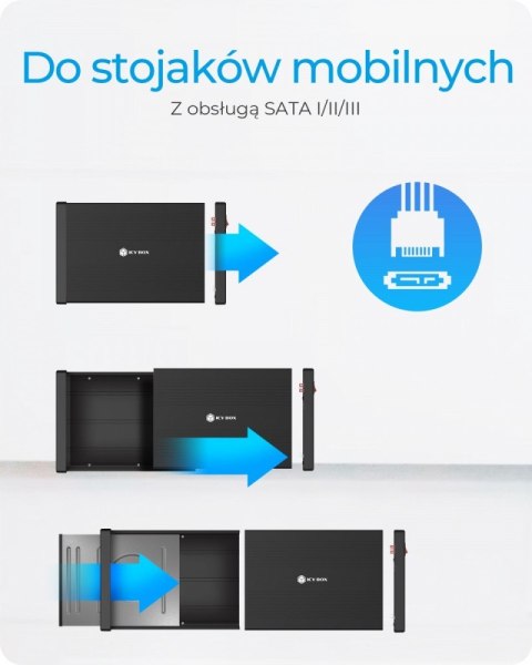 Obudowa IB-525-U3 1x5,25 SATA DVD/Blue-Ray, czarna