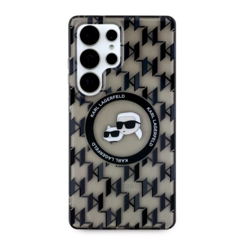 Etui Karl Lagerfeld Button Karl & Choupette Heads On KL Pattern MagSafe do Samsung Galaxy S25 Ultra czarny