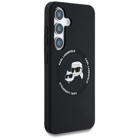 Etui Karl Lagerfeld Silicone Double Heads And Circle MagSafe do Samsung Galaxy S25+ czarny