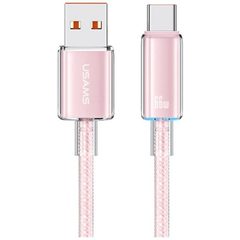 Kabel USAMS Cloud Series US-SJ658 6A USB-A do USB-C 1,2m różowy