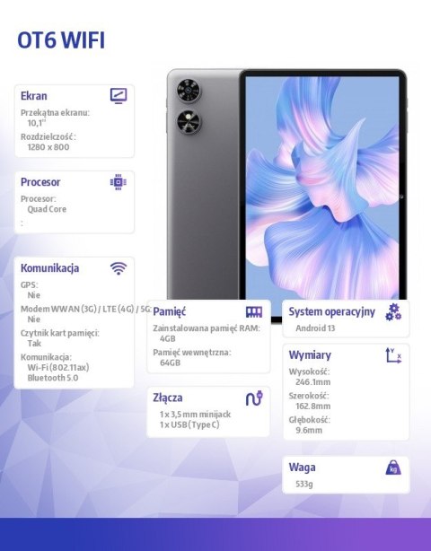 Tablet OT6 Wifi 10,1 cala 4/64GB Szary
