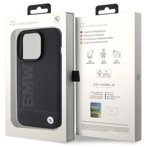 BMW BMHCP15XSLLBK iPhone 15 Pro Max 6.7"czarny/black Leather Hot Stamp