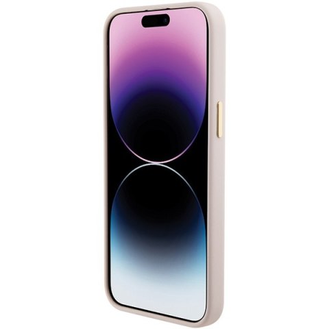 Guess GUHCP15XM4DGPP iPhone 15 Pro Max 6.7" jasnoróżowy/pink hardcase Silicone Logo Strass 4G