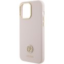 Guess GUHCP15XM4DGPP iPhone 15 Pro Max 6.7" jasnoróżowy/pink hardcase Silicone Logo Strass 4G