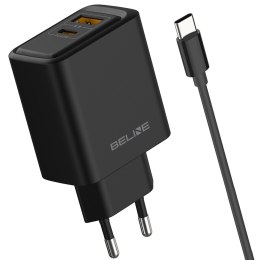 Ładowarka sieciowa Beline 45W GaN USB-A/USB-C + kabel USB-C/USB-C BLN2CB45C czarny