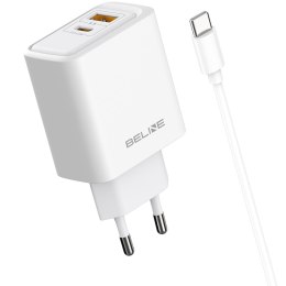 Ładowarka sieciowa Beline 45W GaN USB-A/USB-C + kabel USB-C/USB-C BLN2CW45C biały