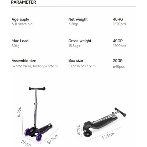 Hulajnoga Ociotrends Eco Future Scooter Fioletowy 3 koła
