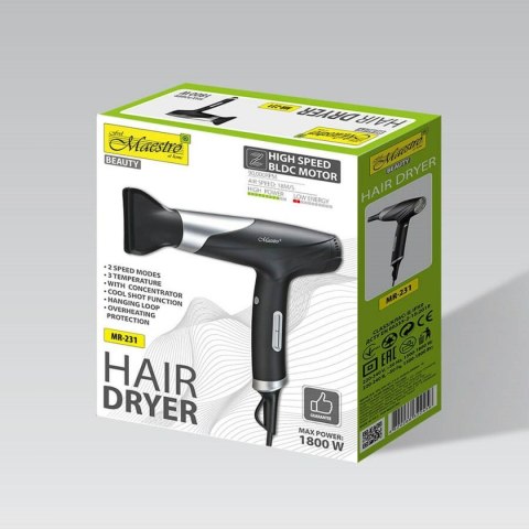 Suszarka do Włosów Feel Maestro MR-231 Czarny Srebrzysty 1800 W